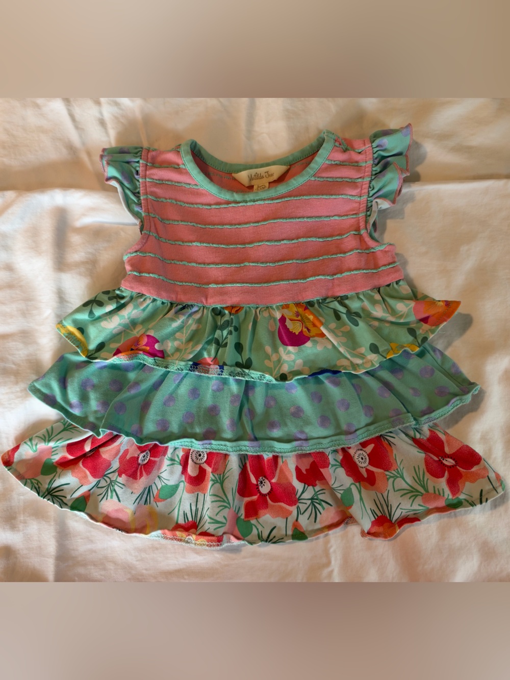 Matilda Jane Pink & Aqua Ruffle Tank